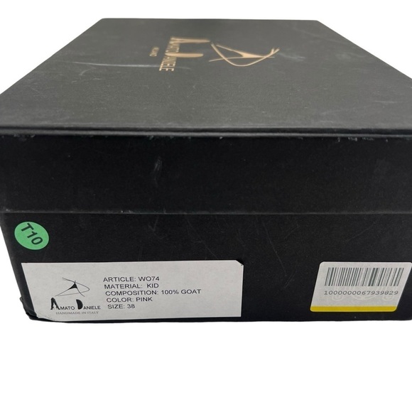 Amato Daniele Pink Goat Leather Open Toe Back Lace Pumps 7.5 New - Picture 7 of 9